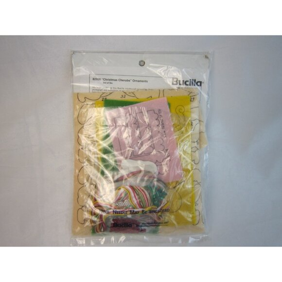 1991 BUCILLA Felt Ornaments Kit #82936 Christmas Cherubs-Angels - New Old Stock - Picture 5 of 7
